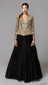 Heritage Gold Embroidered Black Festive Gown