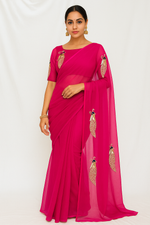Mayur Gulabi – Fuchsia Elegance in Handcrafted Chiffon