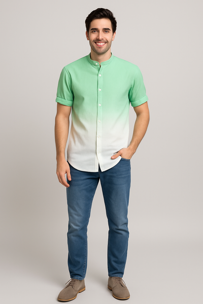Meadow Mist – Ombré Cotton Shirt