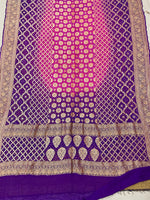 Bandhani Dupatta-Gharchola and Neemjhari print (Pink Purple)