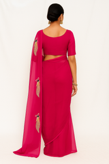 Mayur Gulabi – Fuchsia Elegance in Handcrafted Chiffon