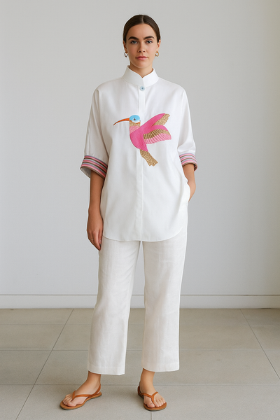 Tropical Soar – Bird Embroidered Cotton Coord