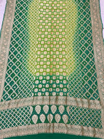 Bandhani Dupatta-Gharchola and Neemjhari print (Green)
