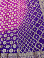 Bandhani Dupatta-Gharchola and Neemjhari print (Pink Purple)