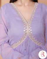 Phoolvadi – Lavender Handworked Mulmul Anarkali Set