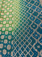 Bandhani Dupatta-Gharchola and Neemjhari print (Blue - Green)