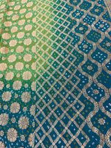 Bandhani Dupatta-Gharchola and Neemjhari print (Blue - Green)