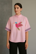 Gulabi Parinda – Embroidered Summer Shirt