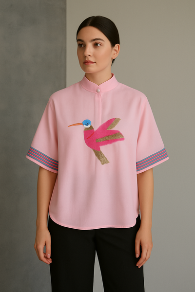 Gulabi Parinda – Embroidered Summer Shirt