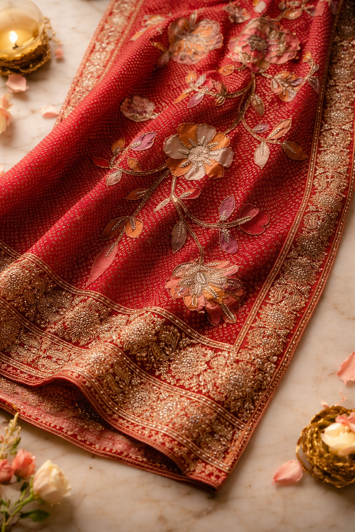 Royal Gulnaar Floral Embroidered Festive Dupatta