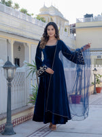 NeelMahal – A Royal Blue Handcrafted Velvet Anarkali