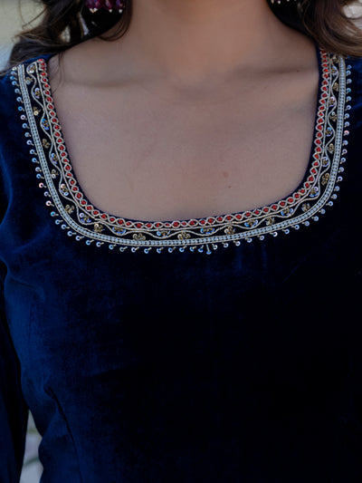 NeelMahal – A Royal Blue Handcrafted Velvet Anarkali