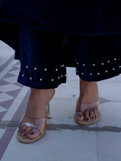 NeelMahal – A Royal Blue Handcrafted Velvet Anarkali